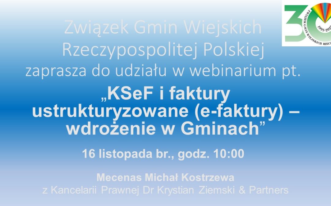 KSeF i e-faktury w gminach – zaproszenie do udziału w webinarium