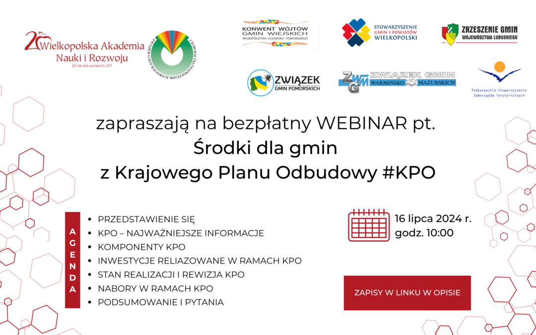 „Środki dla gmin z Krajowego Planu Odbudowy #KPO” – zaproszenie na webinarium