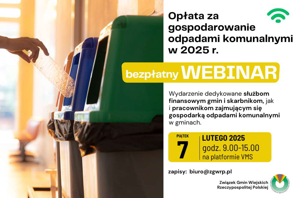 Opłata za gospodarowanie odpadami komunalnymi w 2025 r. – ZGWRP zaprasza na webinarium!