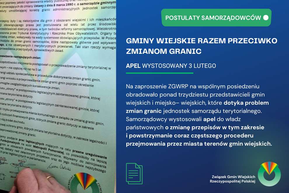 Problem zmian granic jednostek samorządu terytorialnego – gminy wiejskie apelują o zmianę przepisów