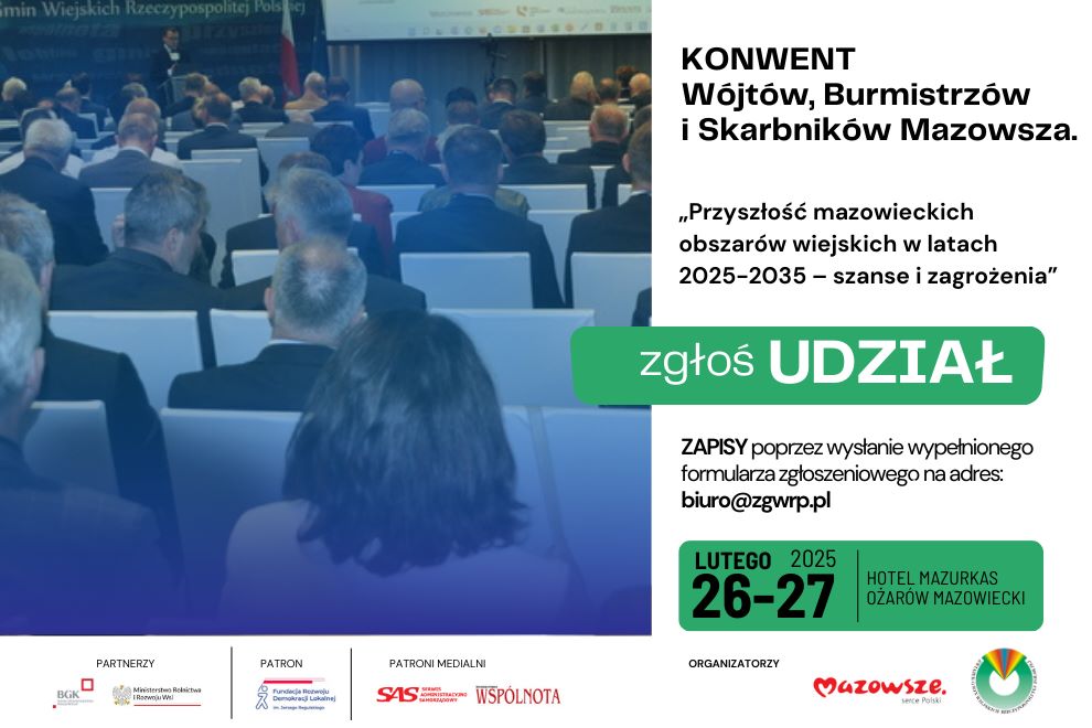 Konwent Wójtów, Burmistrzów i Skarbników Mazowsza już wkrótce!